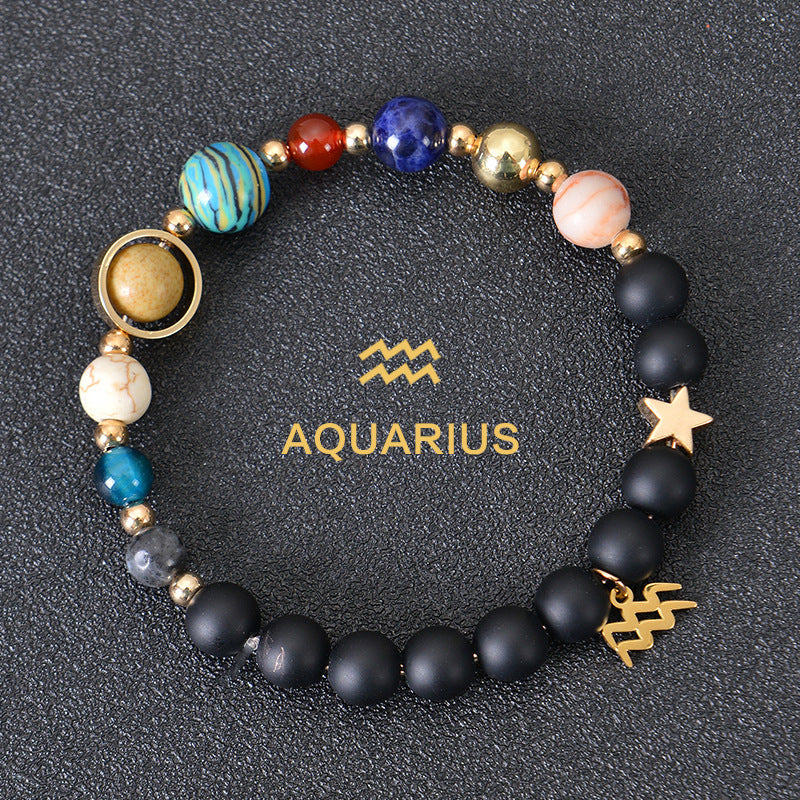 JC-241230BBJ-088  Eight Planets Twelve Constellations Bracelets Frosted Stone Beaded Bracelet