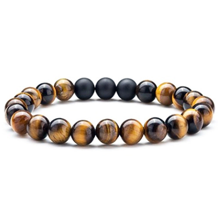 JC-241230BBJ-028  Tiger Eye Couple Bracelets Matte Black Agate Beads Bracelet