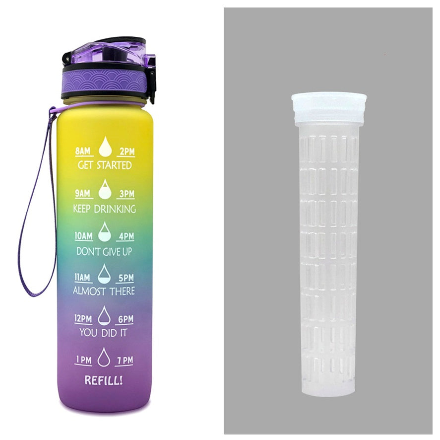 JC-250103DWR-027  1L Tritan Water Bottle With Time Marker Bounce Cover Motivational Water Bottle Cycling Leakproof Cup For Sports Fitness Bottles