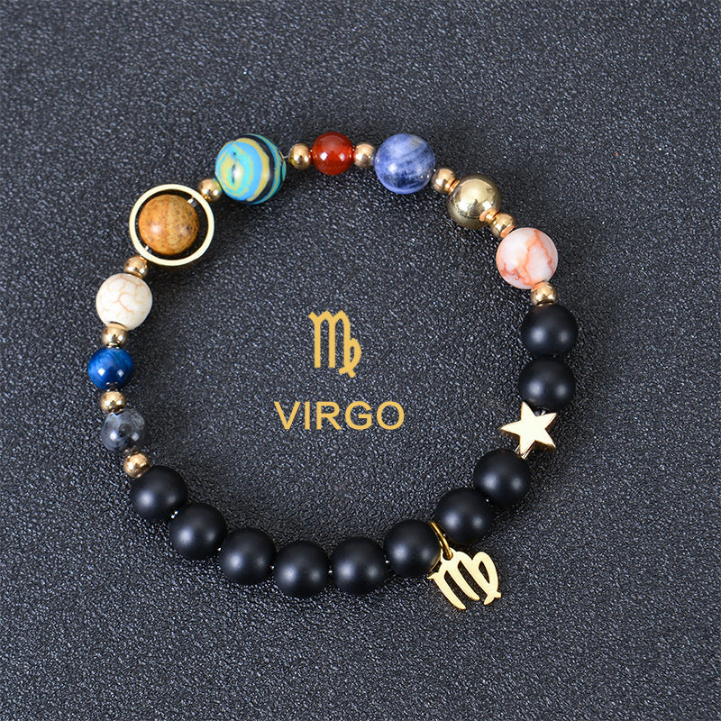 JC-241230BBJ-088  Eight Planets Twelve Constellations Bracelets Frosted Stone Beaded Bracelet