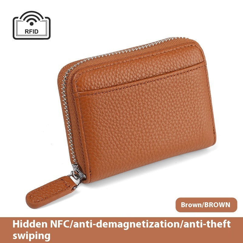 JCP-050WLT-24 RFID Genuine Leather Card Wallet Men Women Purse With Coin Pocket Zipper Credit Card Holder Small Wallets Bags