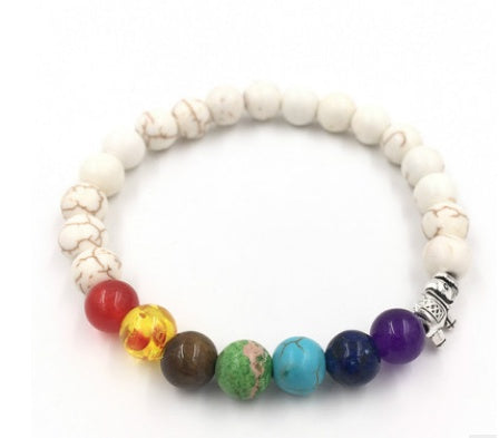 JC-241230BBJ-047  Agate molten rock 8mm energy volcanic stone chakra colorful beads bracelet string