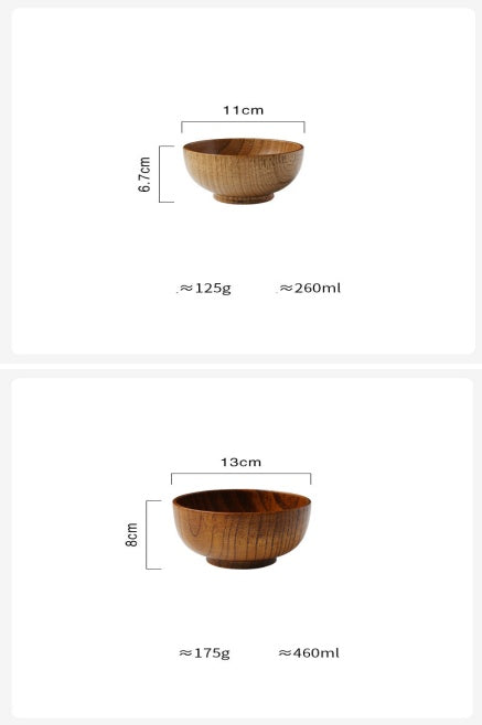 JC-250101DNW-001  Wooden Bowl Japanese Style Wood Rice Soup Bowl Salad Bowl Food Container Large Small Bowl for Kids Tableware Wooden Utensils