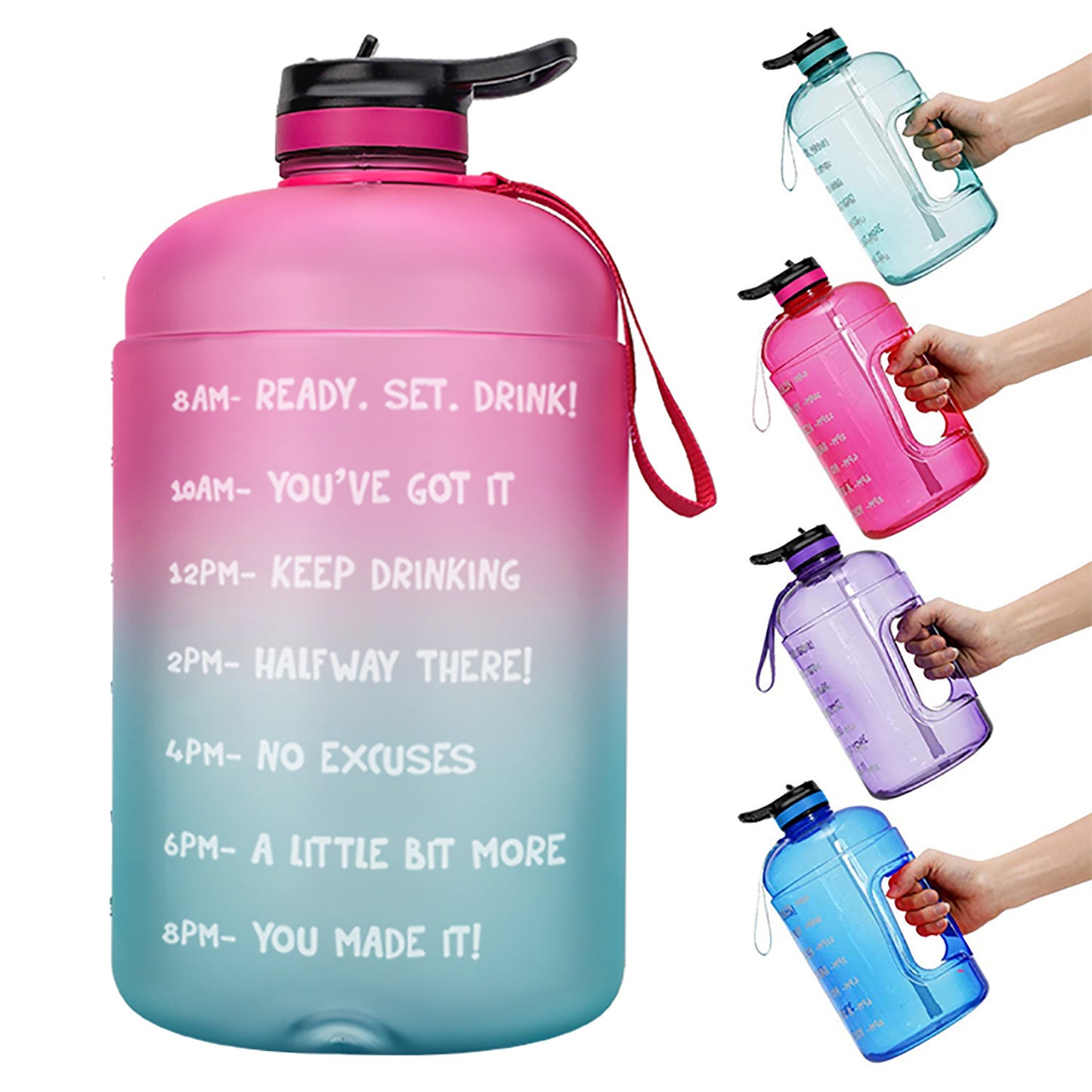 JC-250103DWR-049  QuiFit Gallon Water Bottle with Straw Clear Plastic Drinking Bottles GYM Tool Jug BPA Free Sports Cup