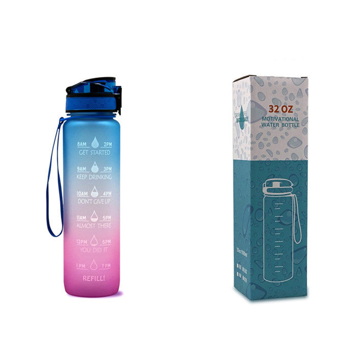 JC-250103DWR-027  1L Tritan Water Bottle With Time Marker Bounce Cover Motivational Water Bottle Cycling Leakproof Cup For Sports Fitness Bottles