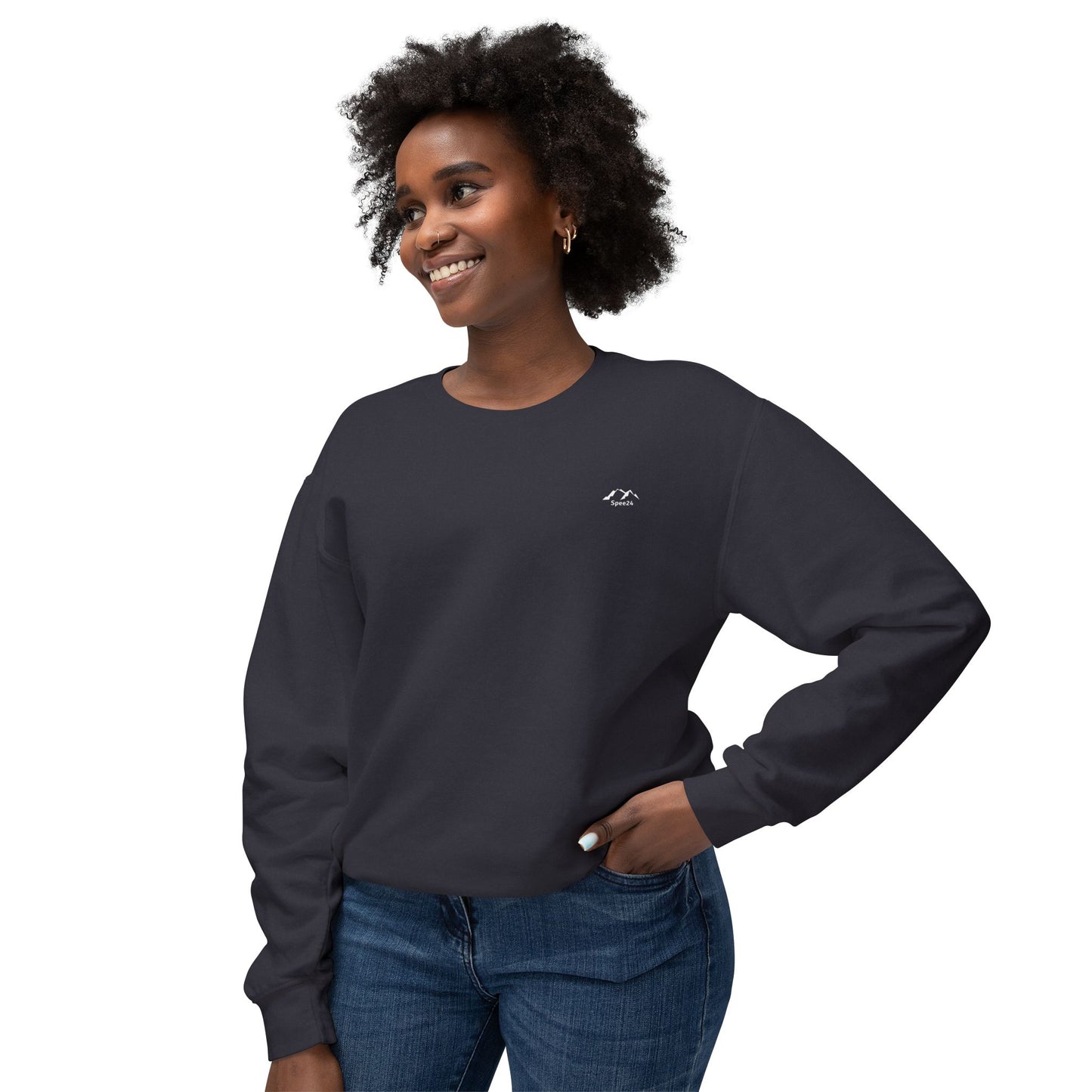 SW-104BLK-24  Unisex Lightweight Crewneck Black Color Sweatshirt