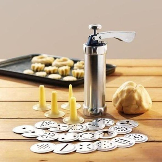 JC-241226KCT-039  Domestic Cookie Press Kit Stainless Steel Cookie Press Making Gun Biscuits Cake Mold