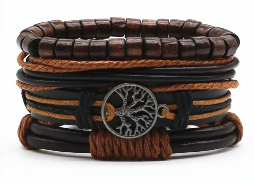 JC-241230BBJ-031  Men's Leather Vintage Braided Bracelet