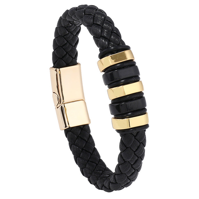 JC-241230BBJ-035  Multi-layer Leather Woven Bracelet Wrist Ring