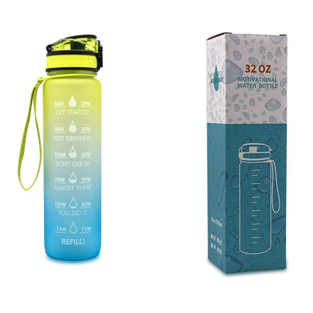 JC-250103DWR-027  1L Tritan Water Bottle With Time Marker Bounce Cover Motivational Water Bottle Cycling Leakproof Cup For Sports Fitness Bottles