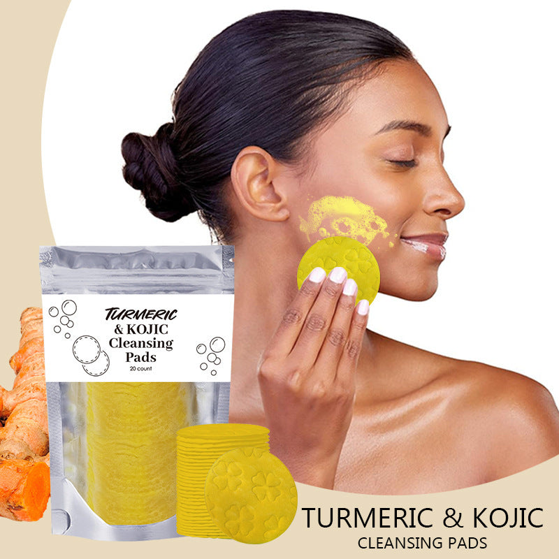 JCM-248CLN-24  Turmeric Exfoliating Cleansing Pads Compressed Facial Sponges Skin Care Tools For Face Clogged Pores Excess Oil Cleansing