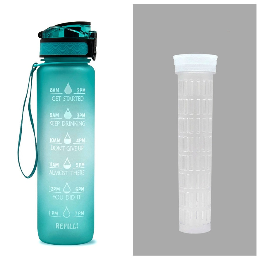 JC-250103DWR-027  1L Tritan Water Bottle With Time Marker Bounce Cover Motivational Water Bottle Cycling Leakproof Cup For Sports Fitness Bottles