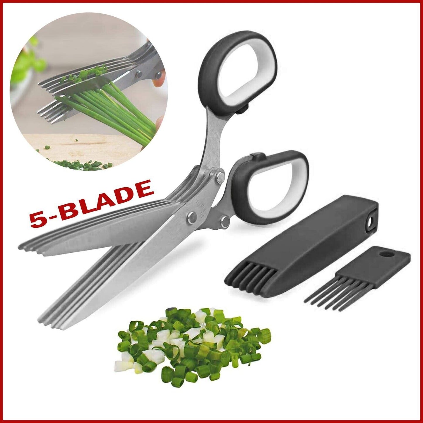 JC-241226KCT-011  Herb Scissors Set With 5 Blades And Cover - Multipurpose Kitchen Shear