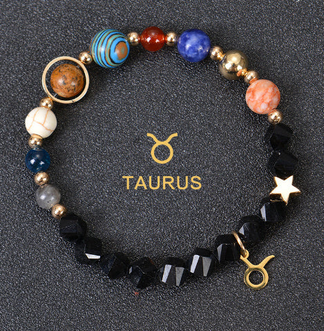 JC-241230BBJ-088  Eight Planets Twelve Constellations Bracelets Frosted Stone Beaded Bracelet