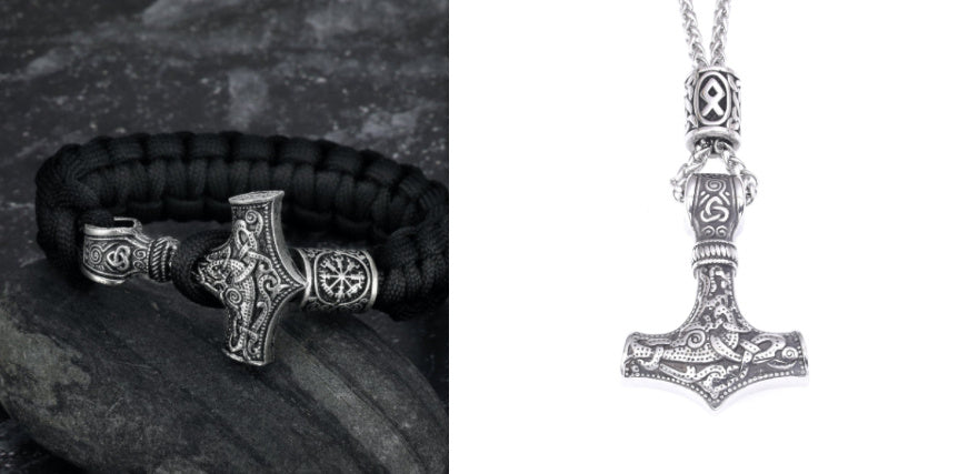 JC-241230BBJ-041  Asgard Crafted Paracord Mjolnir Bracelet