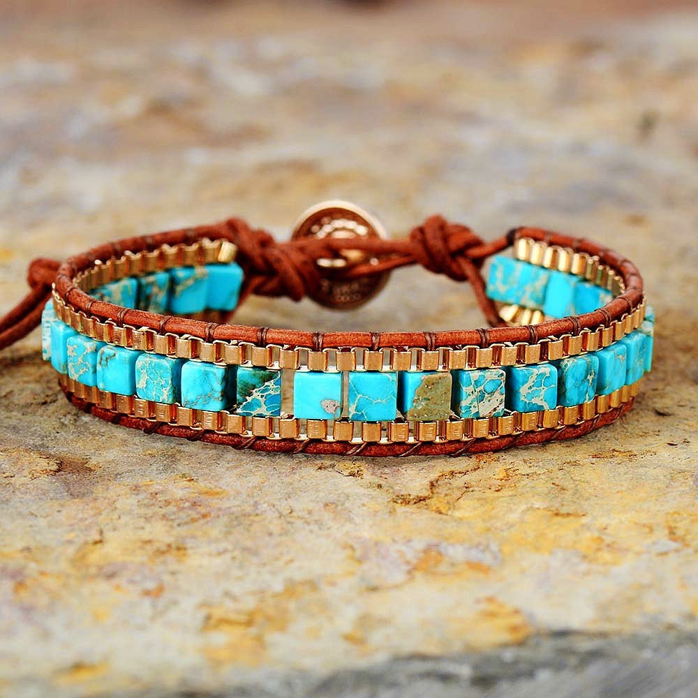 JC-241230BBJ-018  Fashion Imperial Stone Hand-woven Leather Bracelet