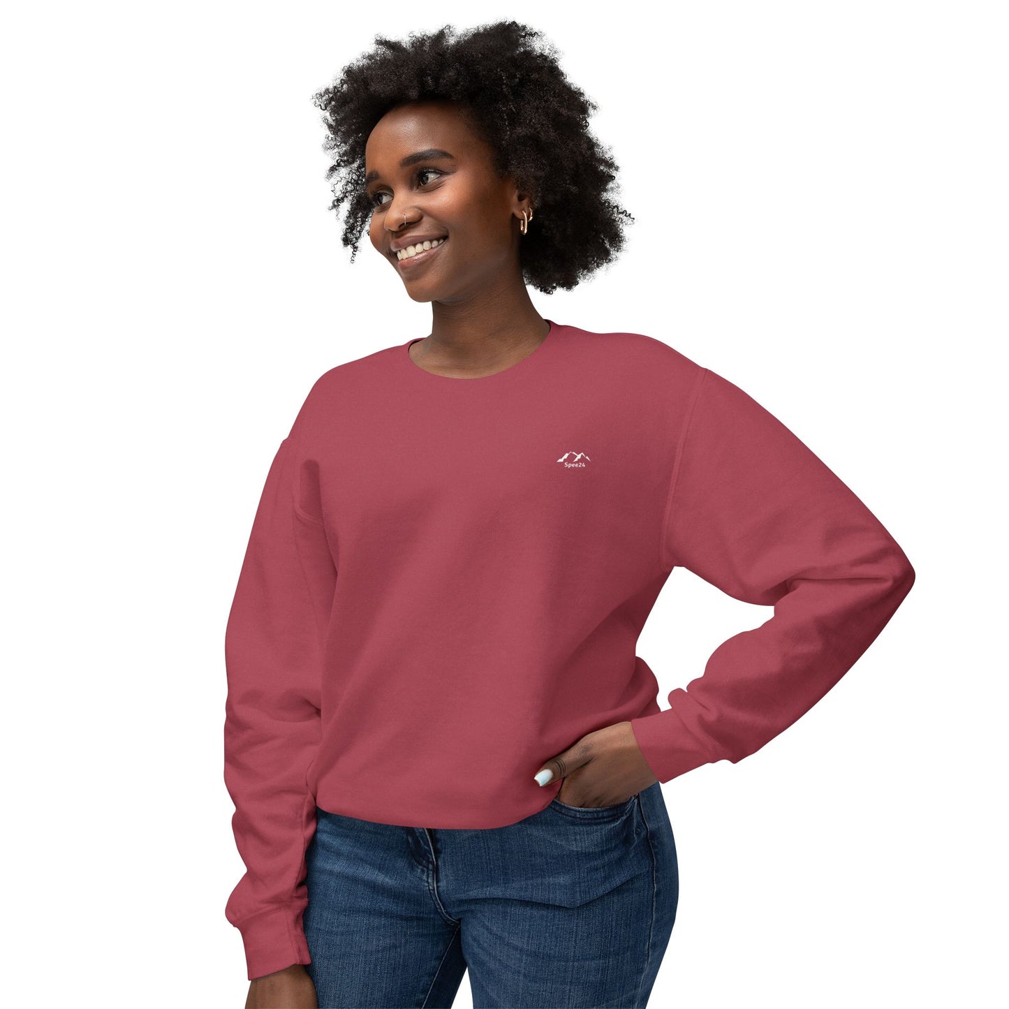 SW-109MRN-24  Unisex Lightweight Crewneck Crimson Color Sweatshirt