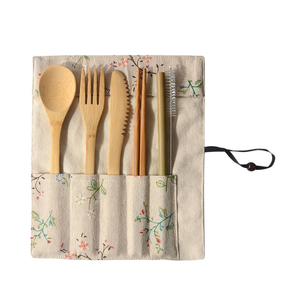 JC-250101DNW-041  Portable Bamboo Tableware 6-Piece Set