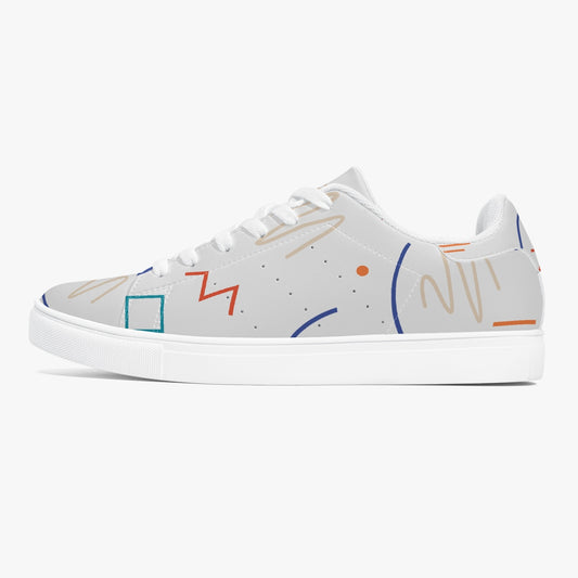 SHO-016GY-24 Classic Leather Sneakers - White Gray