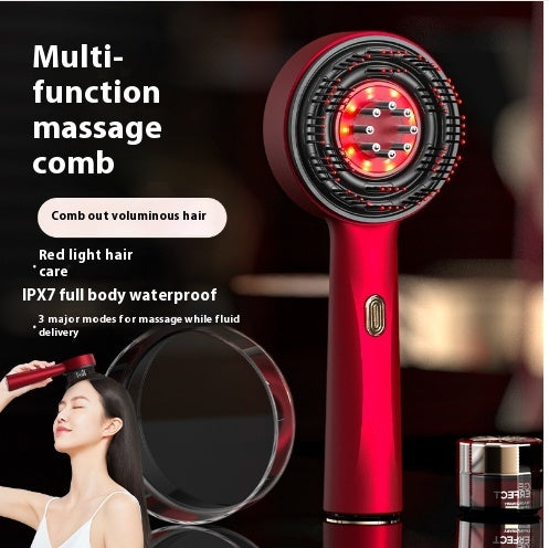 JC-241227PCA-032  Electric Massage Comb Home Scalp Drain Comb Red Light Anti-slip Hair Care Multi-functional Massage Comb