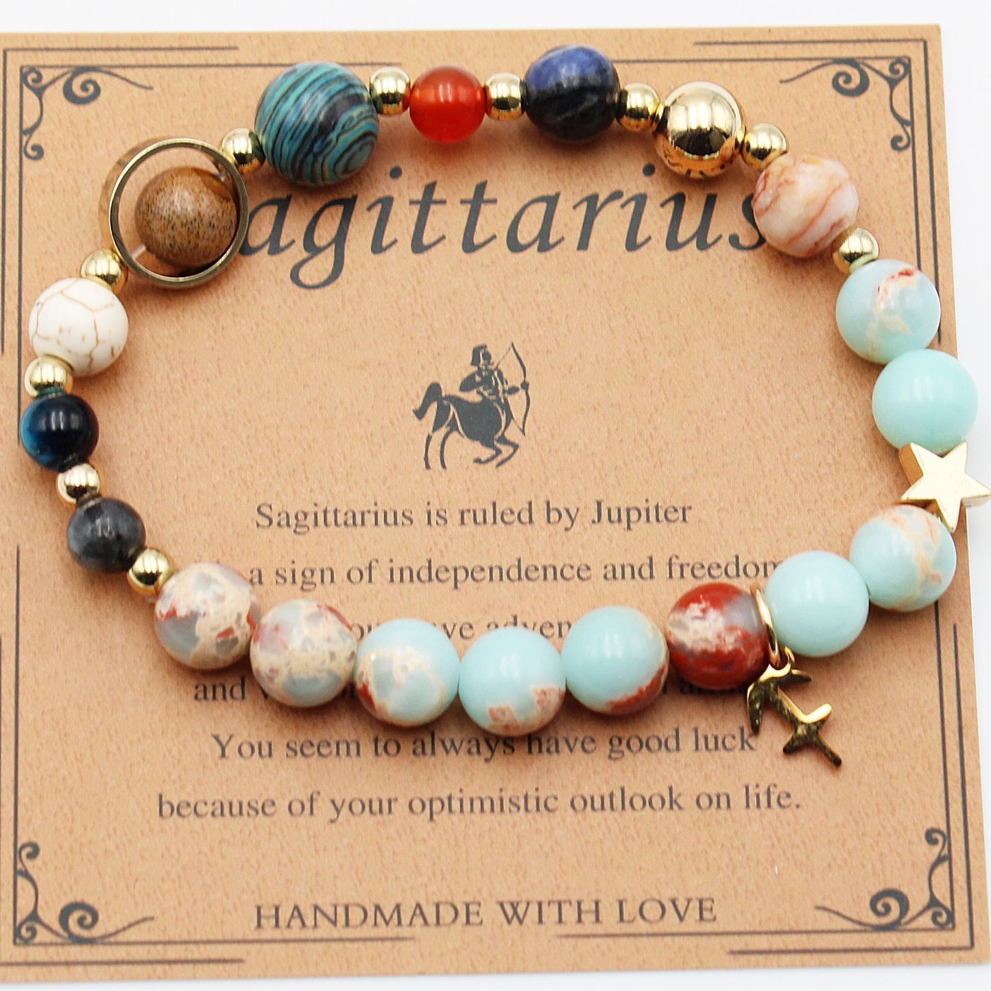 JC-241230BBJ-066  Twelve Constellations Bracelets Natural Stone Beaded Eight Planets