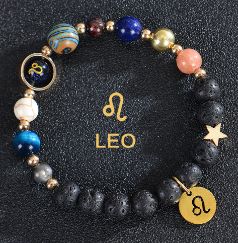 JC-241230BBJ-088  Eight Planets Twelve Constellations Bracelets Frosted Stone Beaded Bracelet