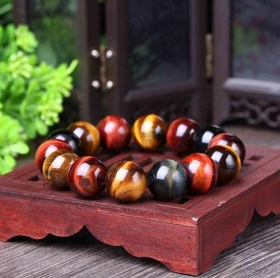 JC-241230BBJ-008  Tiger Eye Bracelet Natural Crystal Stone Buddha Bead Bracelet