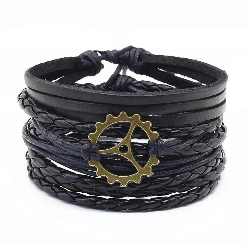 JC-241230BBJ-031  Men's Leather Vintage Braided Bracelet