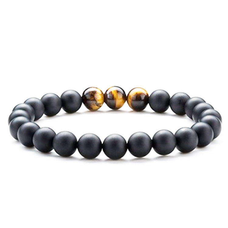 JC-241230BBJ-028  Tiger Eye Couple Bracelets Matte Black Agate Beads Bracelet