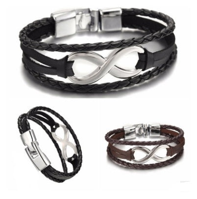 JC-241230BBJ-003  Lucky figure 8 leather bracelet bracelet