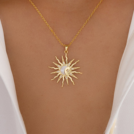 JC-250106NCL-024  Fashion Alloy Moon Pendant Niche Sun