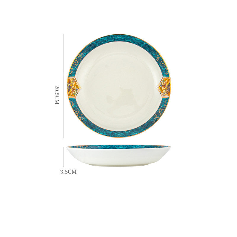 JC-250101DNW-022  Dinner Plates Ceramic Steak Plate Web Porcelain