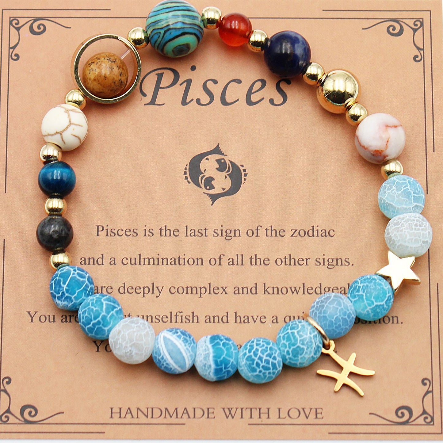 JC-241230BBJ-066  Twelve Constellations Bracelets Natural Stone Beaded Eight Planets