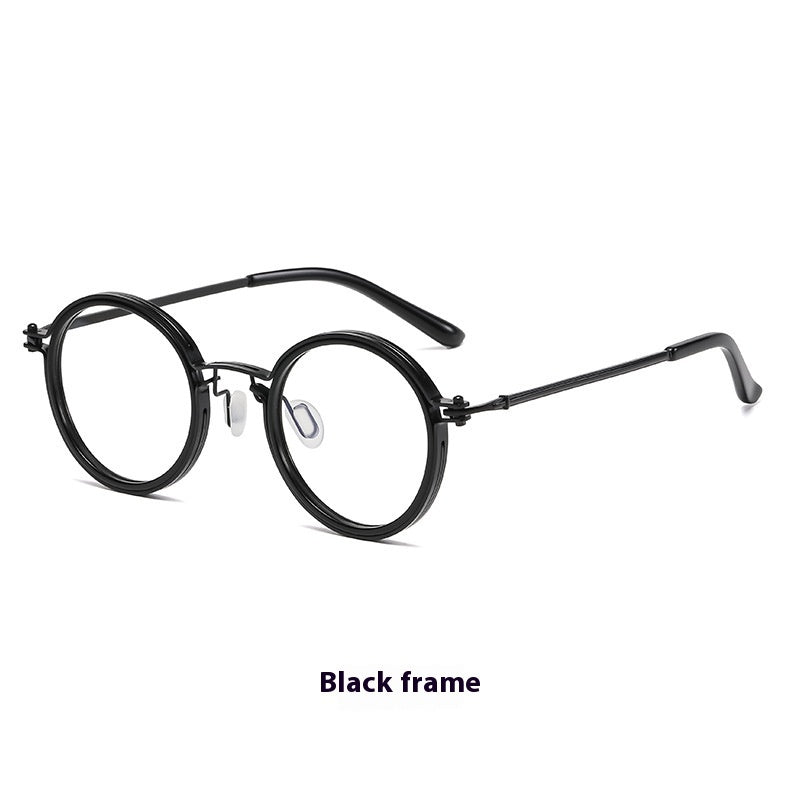 JC-250105MGL-057  Retro Fashion Men's Round Frame Anti-Blue Ray Plain Glasses