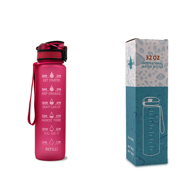 JC-250103DWR-027  1L Tritan Water Bottle With Time Marker Bounce Cover Motivational Water Bottle Cycling Leakproof Cup For Sports Fitness Bottles