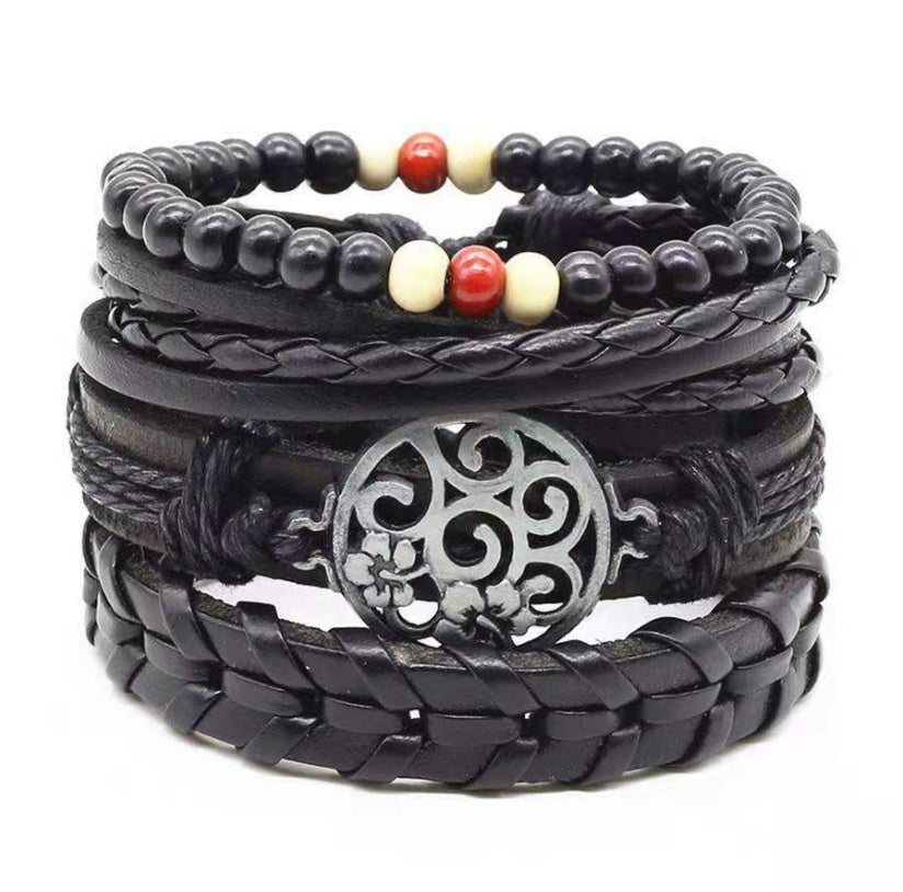 JC-241230BBJ-031  Men's Leather Vintage Braided Bracelet