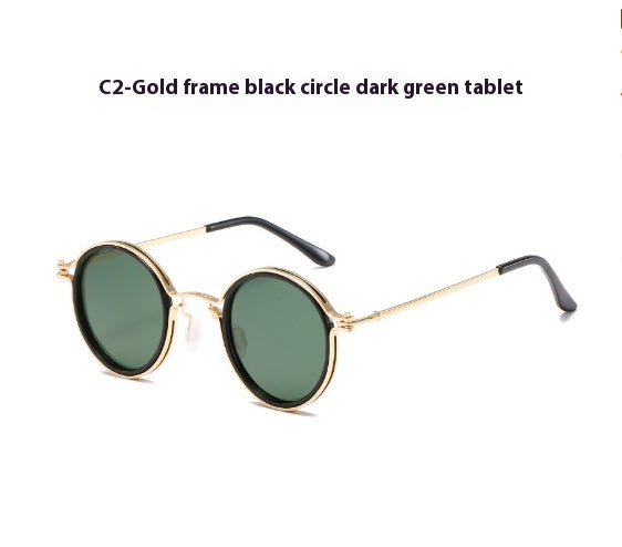 JC-250105MGL-054  Sunscreen Retro Style Round Frame Metal Sunglasses