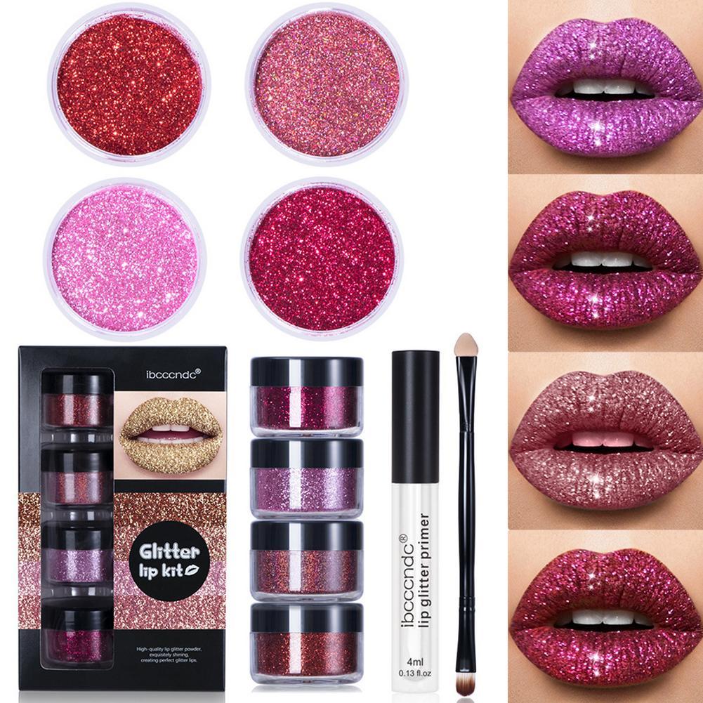 JC-241231MUP-077  Glitter Lip Gloss Lipstick Shiny DIY Lip Gloss Diamond Waterproof Long Lasting Lipgloss Kit With Lip Primer Lip Tint Lips Makeup