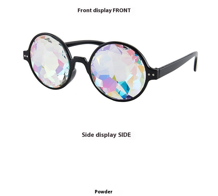 JC-250105MGL-015  Kaleidoscope Concert Sunglasses Glass Faceted Mosaic Glasses