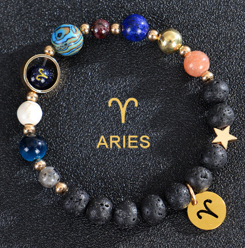 JC-241230BBJ-088  Eight Planets Twelve Constellations Bracelets Frosted Stone Beaded Bracelet