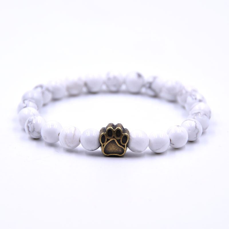 JC-241230BBJ-038  Volcanic Stone Dog Paw Bracelet Tiger Eye Stone