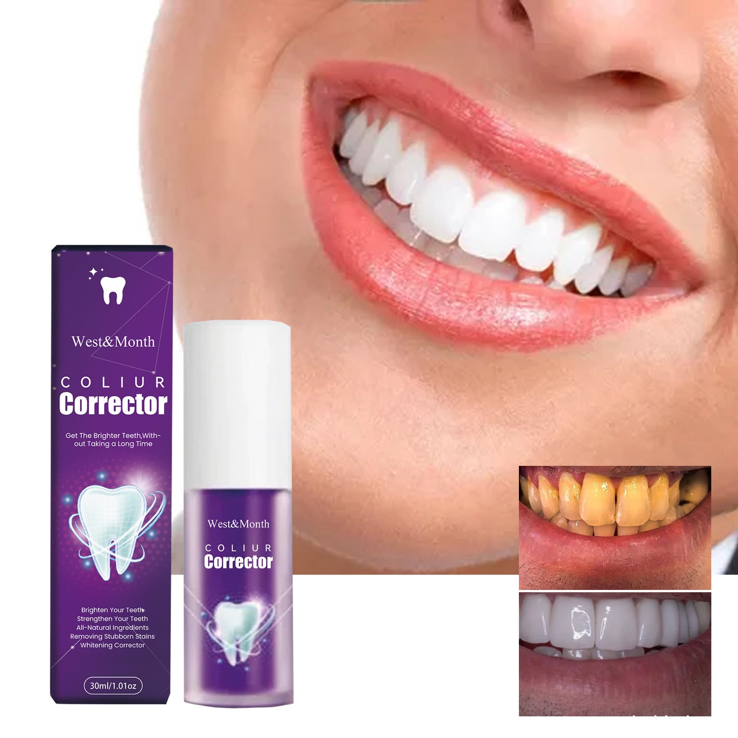 JC-250106ORL-057  West&Month Purple Whitening Toothpaste Clean Stains Oral Odor Care Gums Whitening Teeth Toothpaste