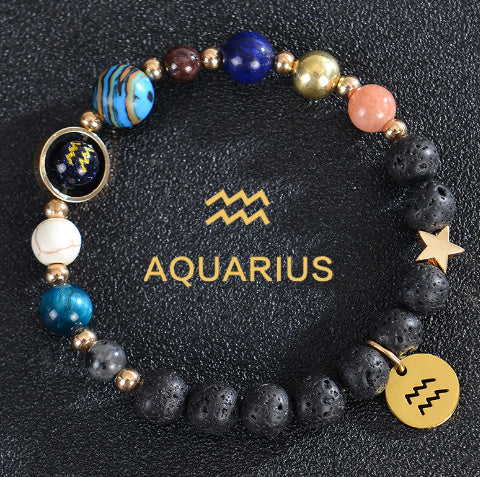 JC-241230BBJ-088  Eight Planets Twelve Constellations Bracelets Frosted Stone Beaded Bracelet