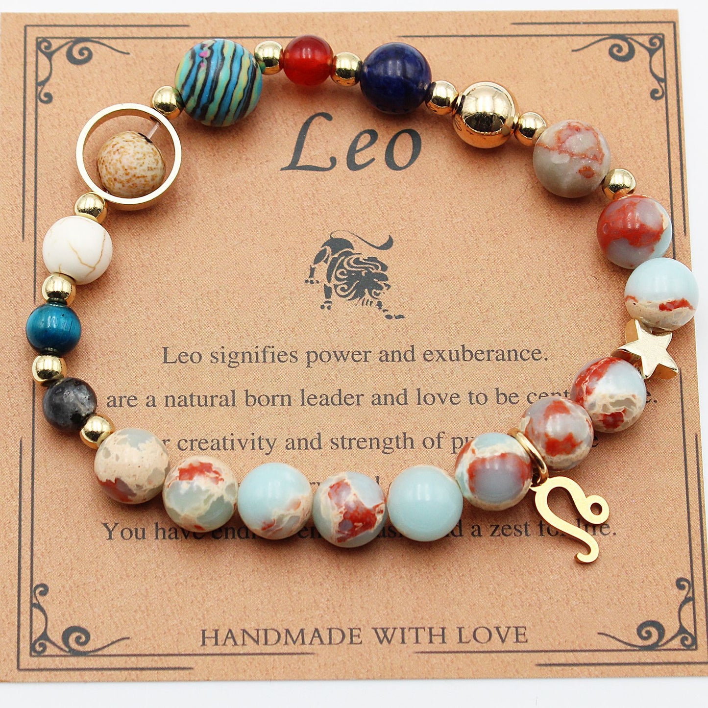 JC-241230BBJ-066  Twelve Constellations Bracelets Natural Stone Beaded Eight Planets