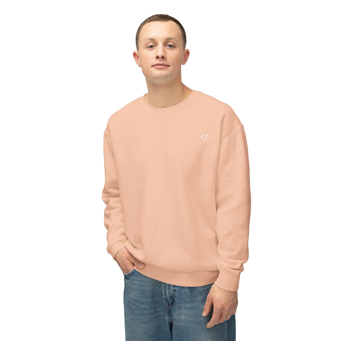 SW-108PCH-24  Unisex Lightweight Crewneck Peach Color Sweatshirt