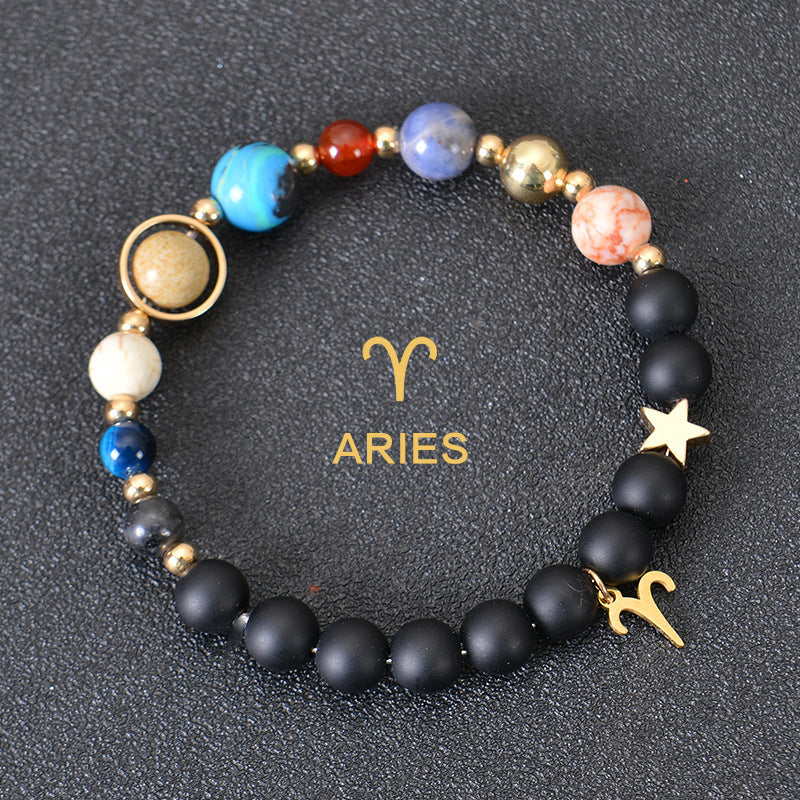 JC-241230BBJ-088  Eight Planets Twelve Constellations Bracelets Frosted Stone Beaded Bracelet