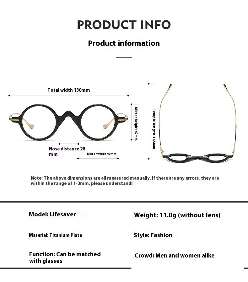 JC-250105MGL-012  Sheet Metal Eyeglass Frame Fashion Retro Small Face With Myopic Glasses Option Pure Titanium Glasses Rim Men