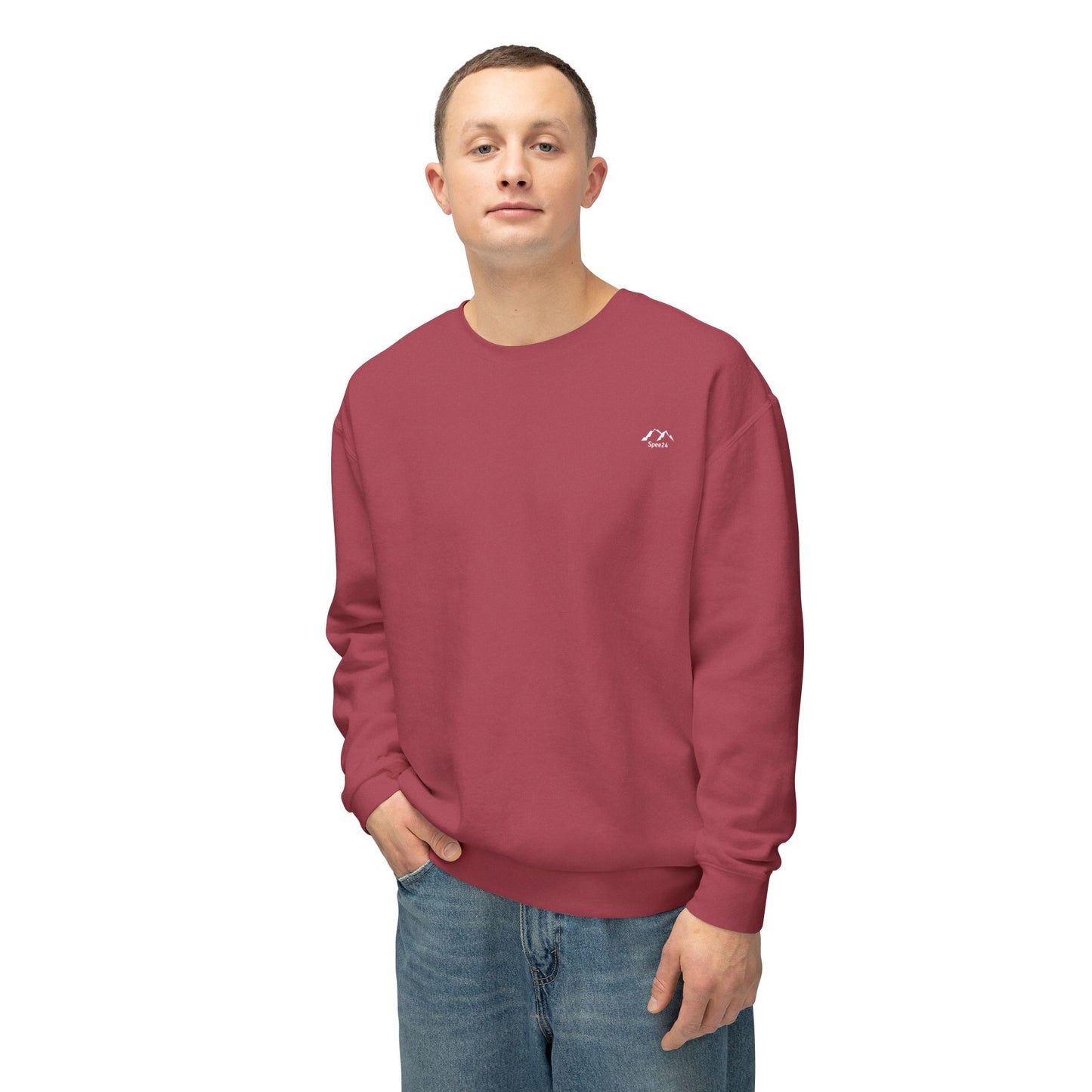 SW-109MRN-24  Unisex Lightweight Crewneck Crimson Color Sweatshirt