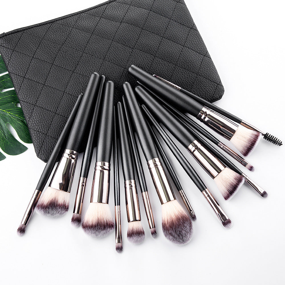 JC-241228BUT-074  15 Makeup Brushes Set Full Set Matte Black Makeup Tools