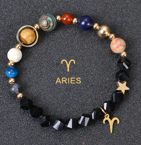 JC-241230BBJ-088  Eight Planets Twelve Constellations Bracelets Frosted Stone Beaded Bracelet